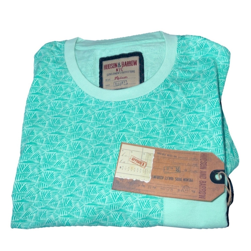 Hudson & Barrow Men's Pocket T-shirt Short Sleeve Mint Medium New